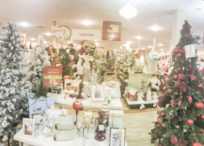 美国得克萨斯州零售商店展示的模糊的圣诞摘要片段图片