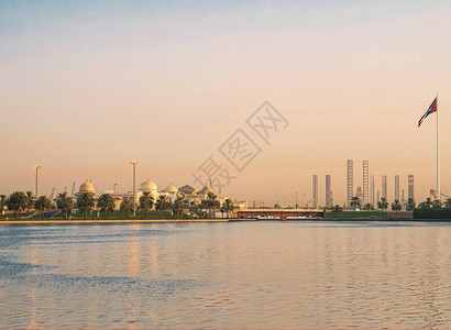 沙迦美丽的早晨水景阿联酋图片