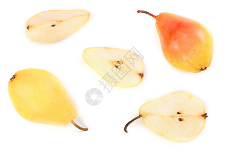 成熟的红黄梨水果背景图片