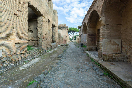 意大利罗马的奥斯蒂亚安提卡考古罗马帝国街景与原图片