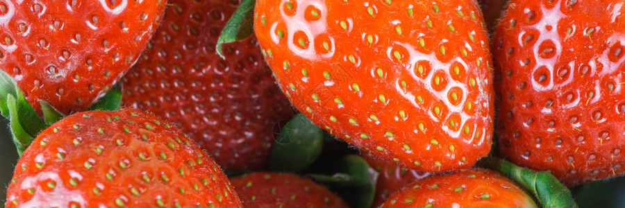 新鲜草莓特写横幅图片