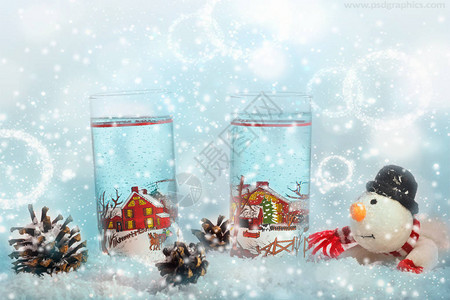 雪人和圣诞节装饰图片