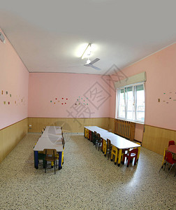 幼稚园没有孩子的食堂的小图片