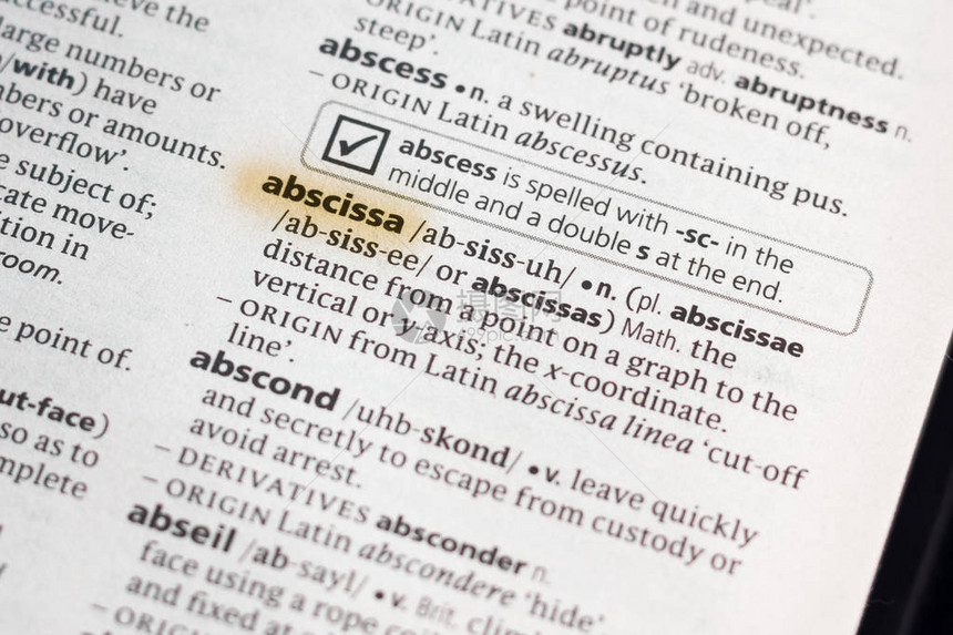 Abscissa字典中的词句或词组用图片