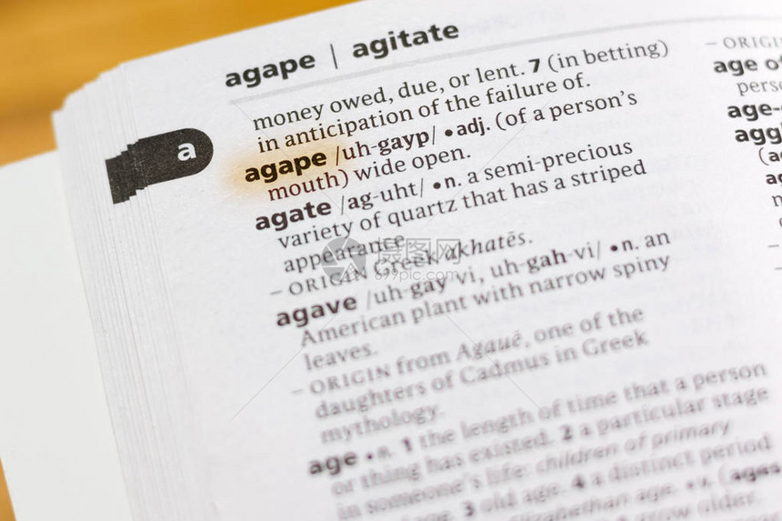 字典中的词或短语Agape用图片