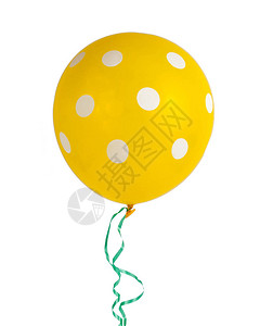 黄色气球与白色上孤立的白点图片