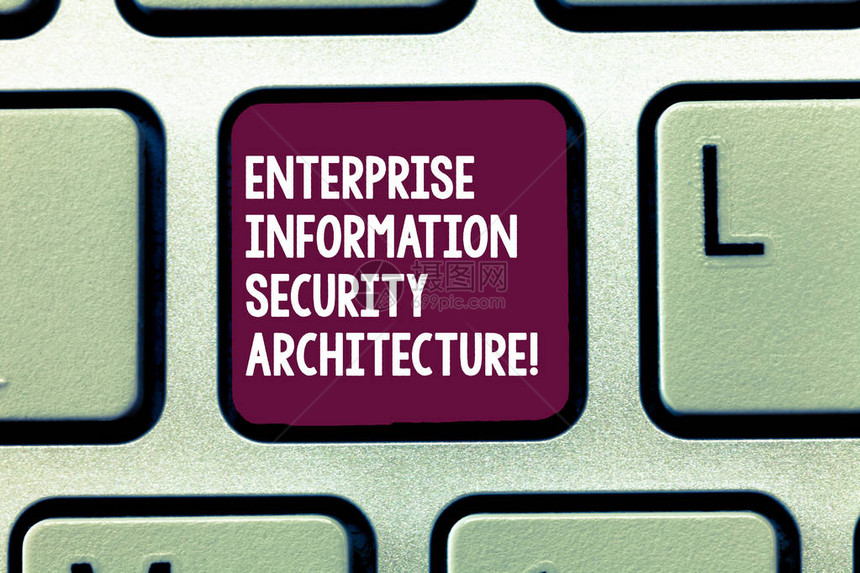 显示企业信息安全体系结构的文本符号概念照片安全技术保护键盘意图创建计算机消息图片