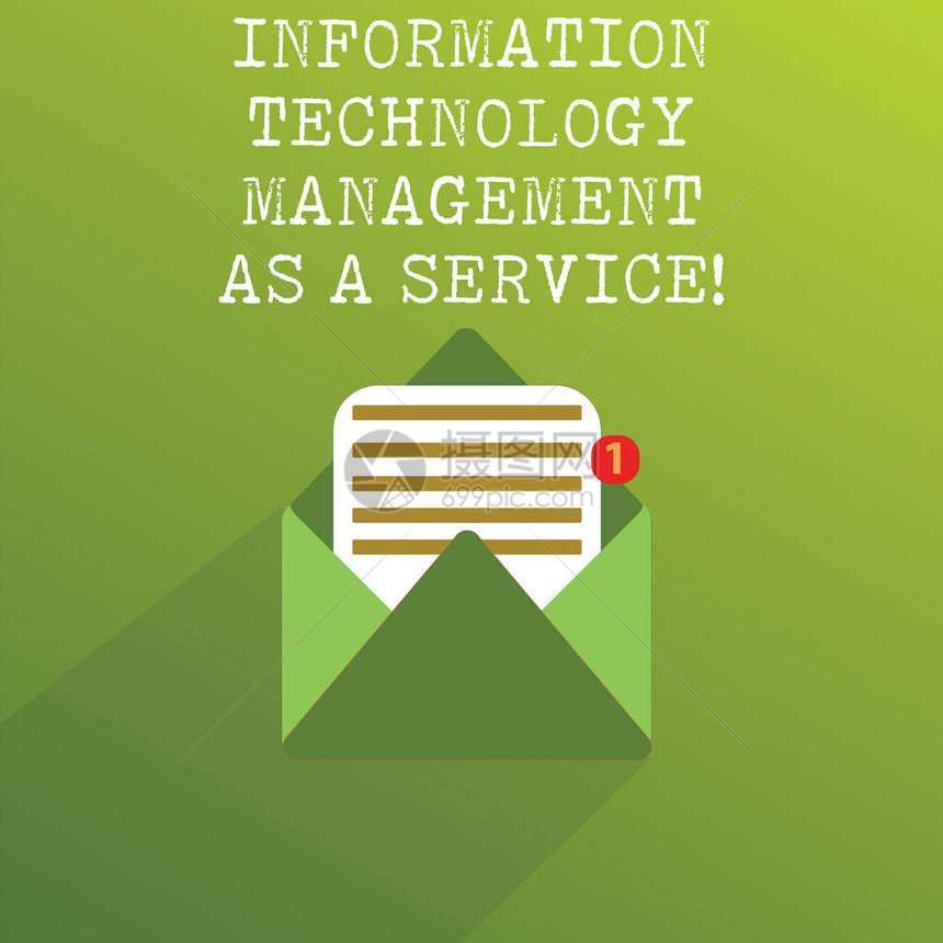 手写文本信息技术管理即服务概念意义IT支持协助打开消息信封图片