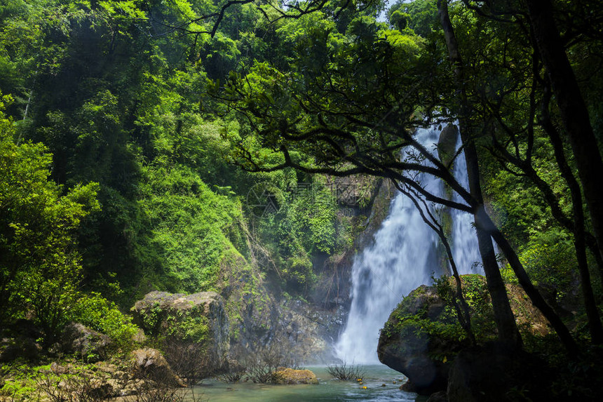 Tamnang瀑布在森林热带地区公园TakuapaPhang图片