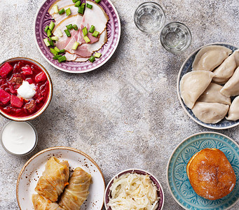 乌克兰菜食传统食物的组合图片
