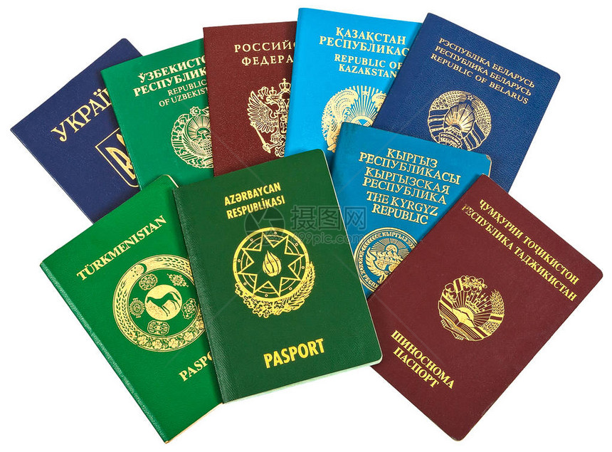 不同外国旅行和旅游护照白种背景与世隔图片