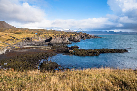 沿冰岛海岸的巴萨尔特断崖图片