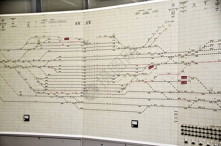 铁路的对象火车站和火车控制中心的控制电图片