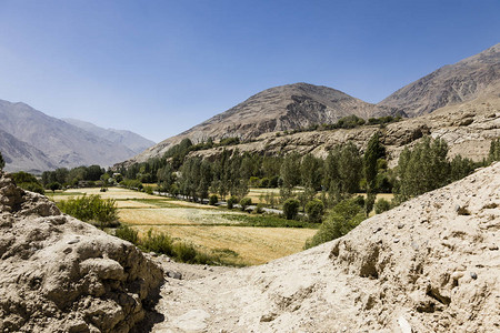 塔吉克斯坦Vrang附近的Wakhan河谷的Khaak图片