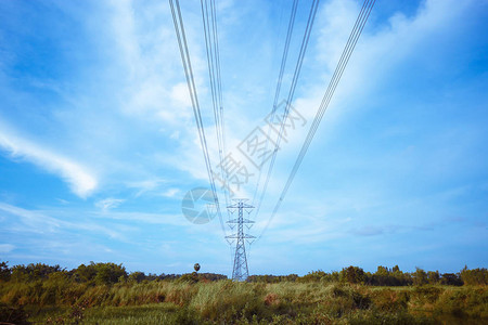 能源和通信电线杆图片
