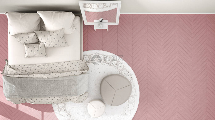 舒适的现代粉红色和米色卧室图片