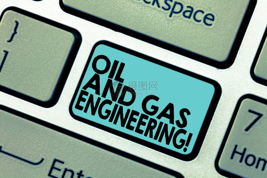 显示石油和天然气工程的文本符号概念照片石油公司工业过程工师键盘意图创建计算机消图片