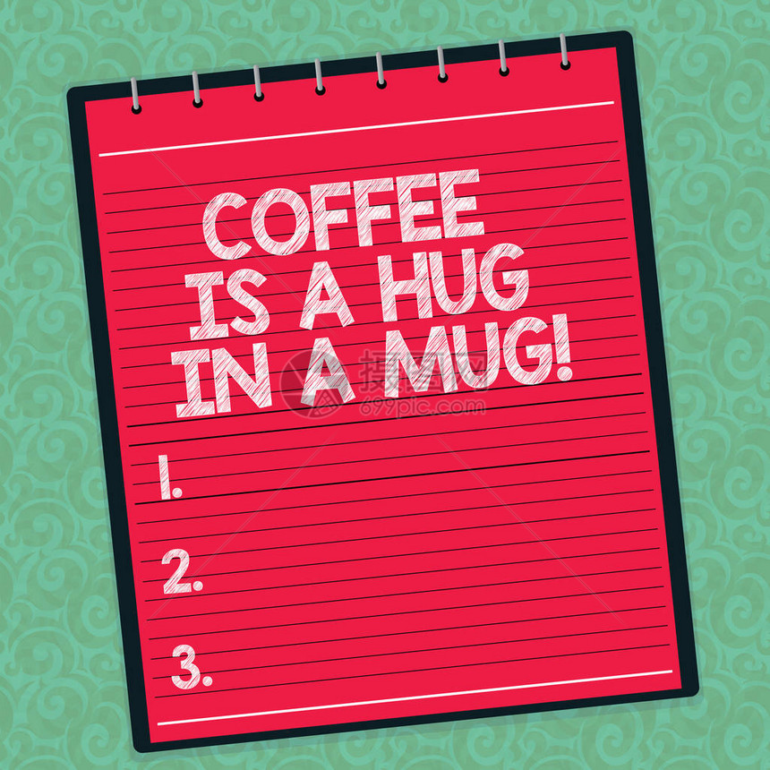 咖啡是AHuginAMugu通过在水印背景上提供热饮线螺旋顶彩色笔记照片表达爱情的商业概念info图片