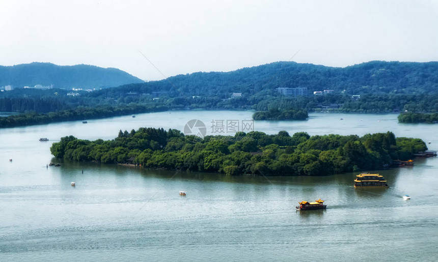 从雷峰塔俯瞰杭州的西湖西湖图片