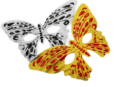 白色背景上的蝴蝶面具背景图片