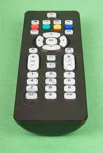 绿色背景隔离的电视黑远程控制设备Bla图片
