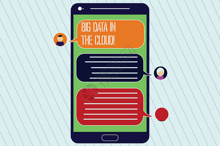 云中的手写文字本大数据概念意指信息技术在线现代文件存储移动式信使屏幕图片