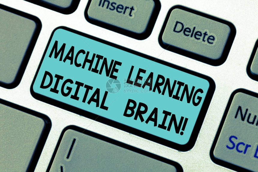 手写文本机器学习数字大脑概念意义人工智能数字教育键盘意图创建计算机消图片