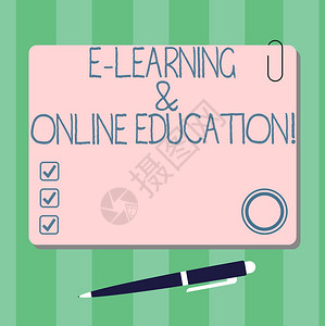E学习和在线教育商业图片展示了远程研究网上数字课程的平色板图片