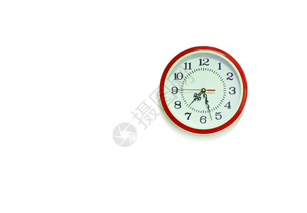 经典红色钟表钟表时钟在白色图片