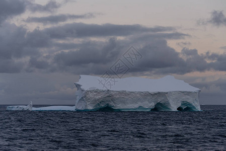 与板状冰山的南极海景图片