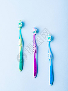 蓝色的塑料牙刷牙科卫生概图片