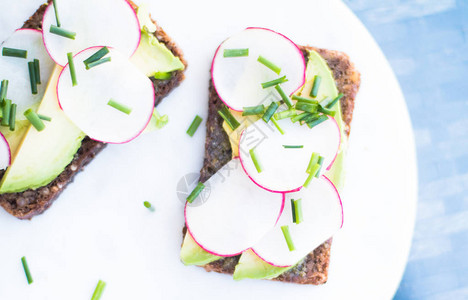 蔬菜三明治健康零食和自制食品风格概图片