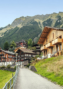瑞士Murren山的Wooden图片