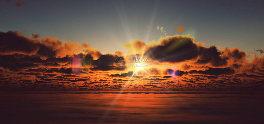 飞越云层日落图片