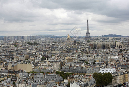法国巴黎城市全景Eiffel铁塔和无能图片