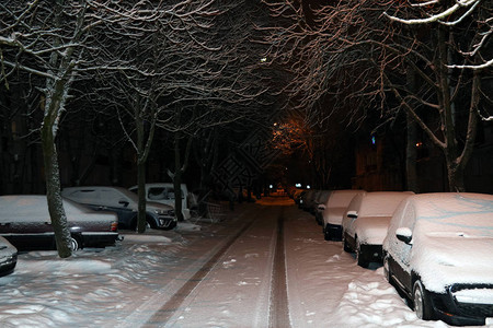 停放的汽车覆盖着雪图片