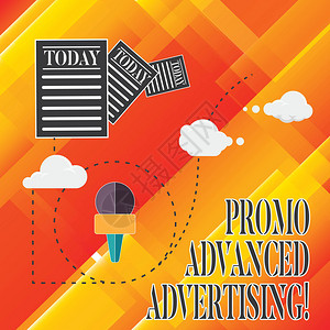 手写文本促销高级广告概念意义告知目标受众产品的优点信息和文档通过云托管图片