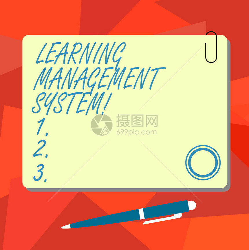 概念手写显示学习管理系统用于使用磁铁单击圆珠笔和夹子管理方形彩板的商务照片文本图片