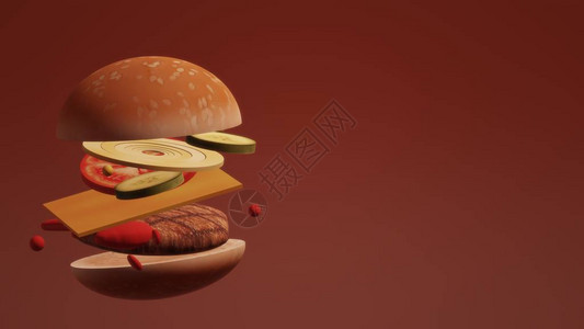 3D汉堡包关于食物含图片