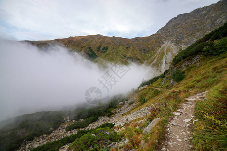 斯洛伐克攀登山谷上空的云雾图片