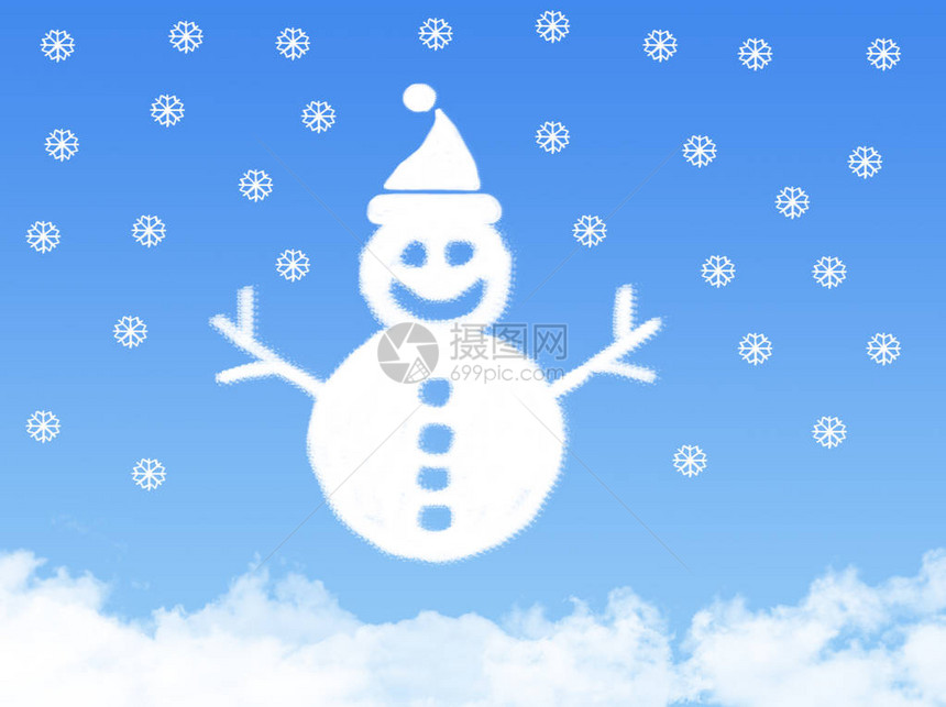圣诞节概念下的雪人和雪云图片