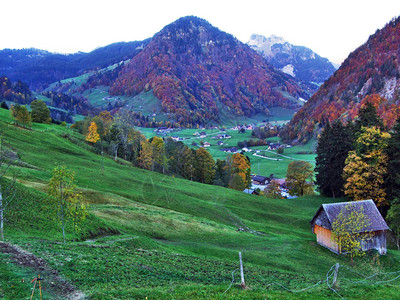 瑞士圣加仑州ThurRiver河谷的AltStJohann农村图片