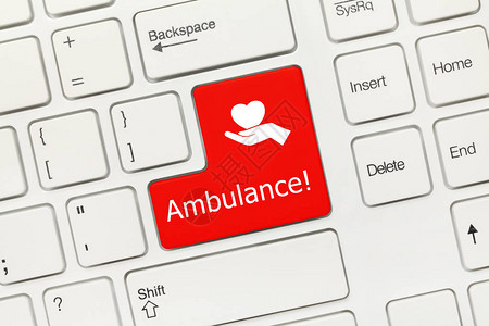 白色概念键盘的近视救护车带医疗保健图片