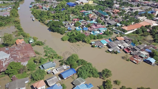 泰国Ayutthaya省洪图片