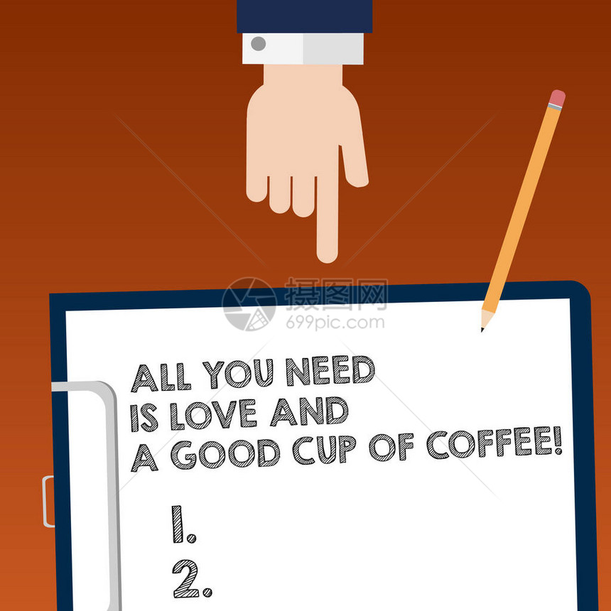 写笔记显示你需要的只是爱和一杯好咖啡用热饮料展示Roanalysisce的商业照片胡分析手用纸和铅图片