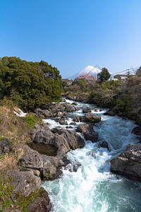 富士山与浦川河的景图片