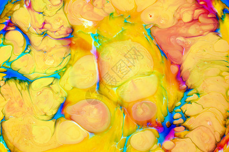 摘要黄色和蓝丙烯漆通过显微镜查看宏观世界info图片