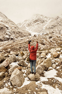 徒步旅行到珠穆朗玛峰地区喜马拉雅山脉的顶部后图片