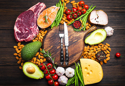 指用于健康饮食概念和体重减少的低食用碳水化合物成分图片
