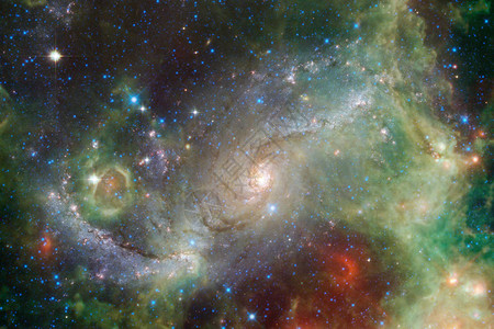 宇宙场景中深空有明亮的恒星和系图片
